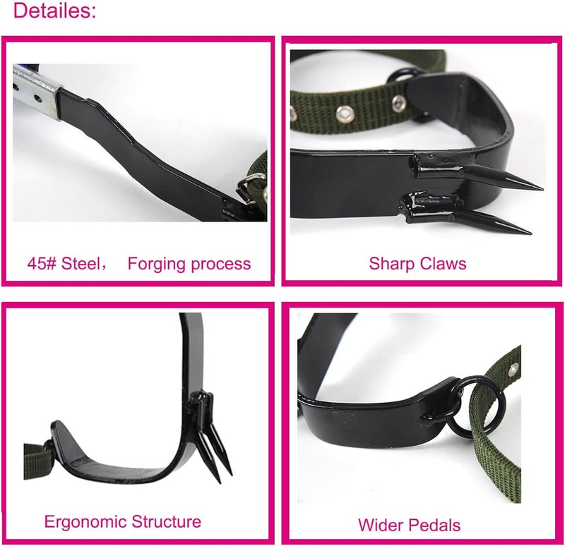 Rohseson Tree Climbing Spikes, Tree Climbing Gear with Non-Slip Pedal, Adjustable Tree Climbing Tool Set - Image 2